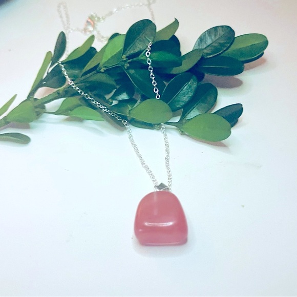 New Artisan Handmade Cherry Quartz S925 Sterling Silver Natural Crystal Necklace - Picture 4 of 15